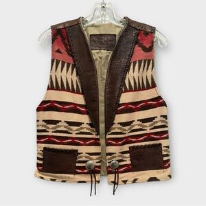 Boucher of Santa Fe Handmade Ralph Lauren Blanket Natural Elk Conch Ties Vest